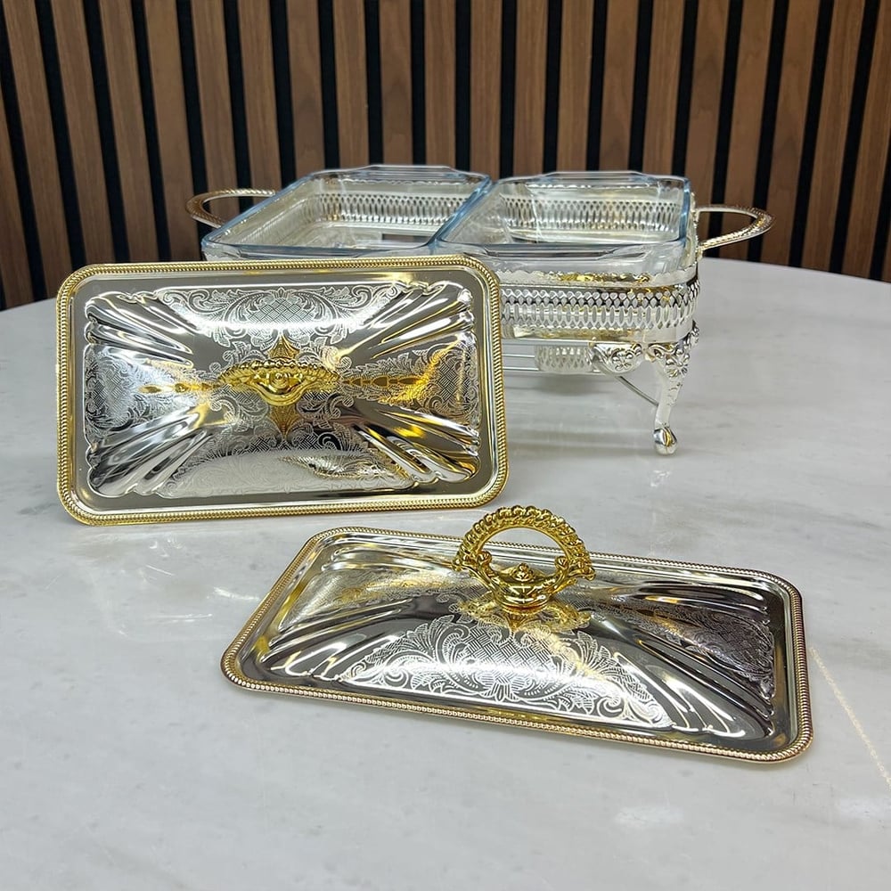 Winterbach Calista Heated 2 Compartment Serving Tray Silver Gold