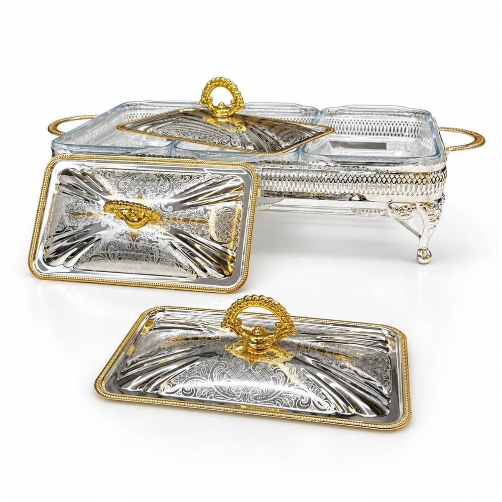 Winterbach Calista Isıtıcılı 3 Bölmeli Sunumluk Silver Gold