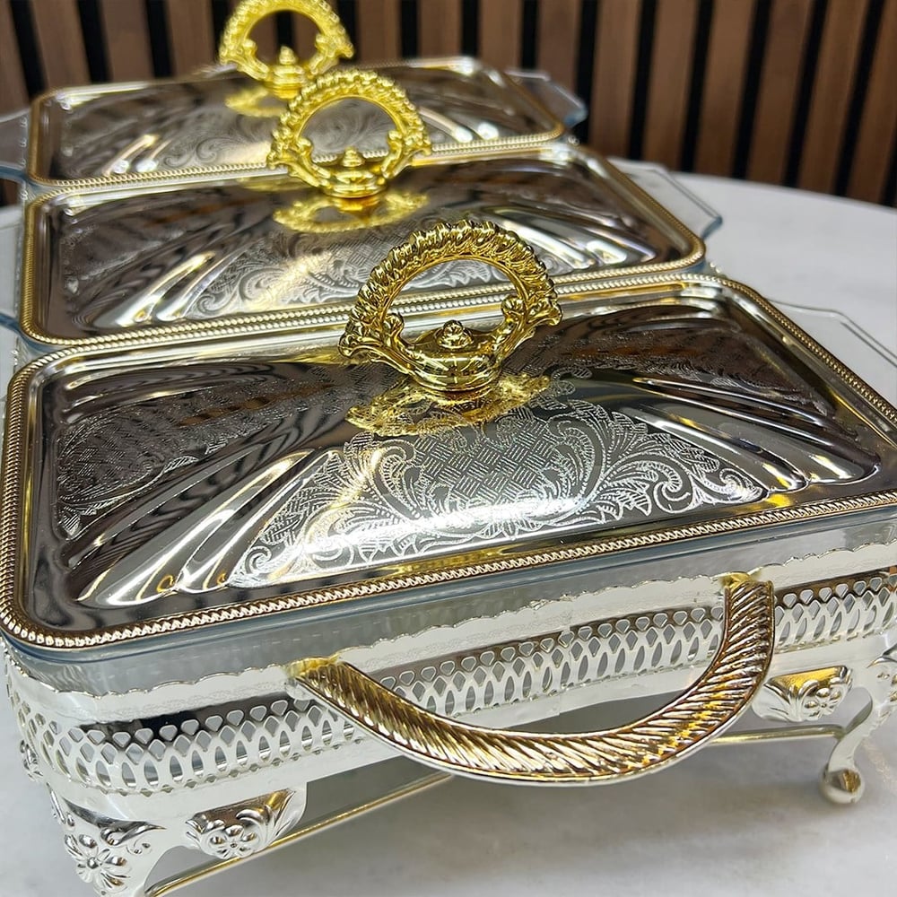 Winterbach Calista Isıtıcılı 3 Bölmeli Sunumluk Silver Gold