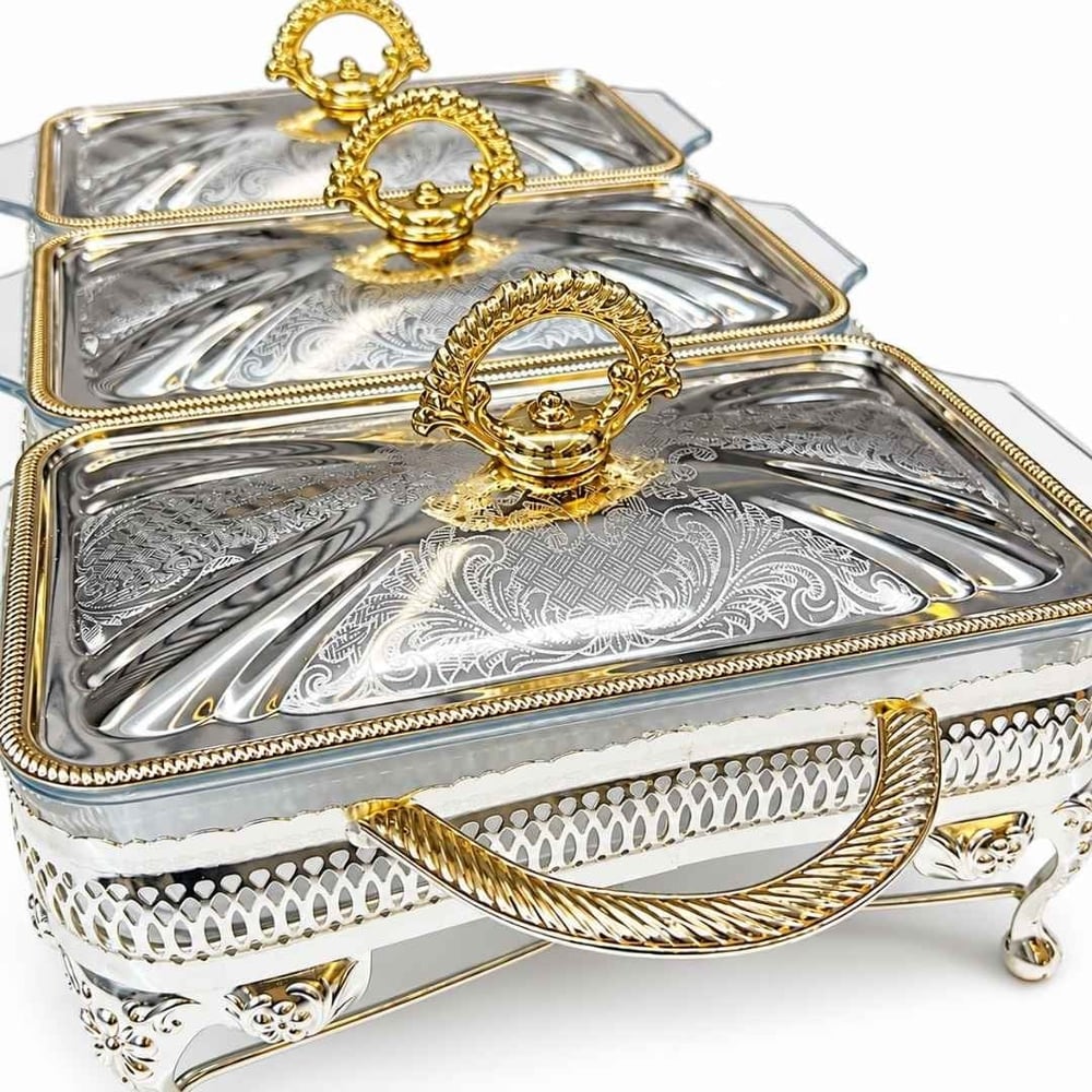 Winterbach Calista Isıtıcılı 3 Bölmeli Sunumluk Silver Gold