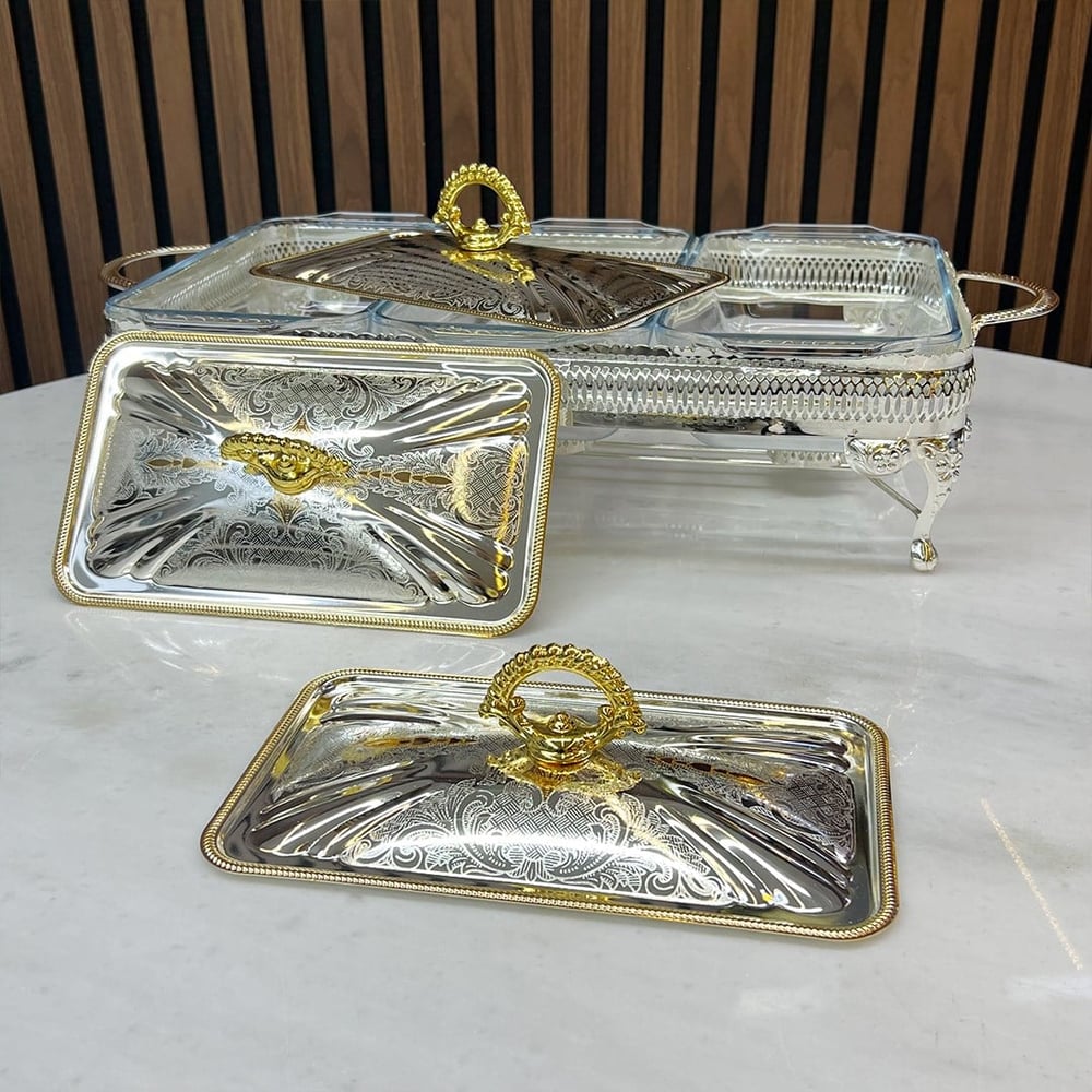 Winterbach Calista Isıtıcılı 3 Bölmeli Sunumluk Silver Gold