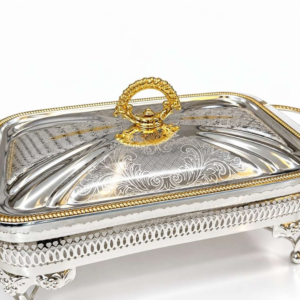 Winterbach Calista Isıtıcılı Dikdörtgen Orta Sunumluk Silver Gold 