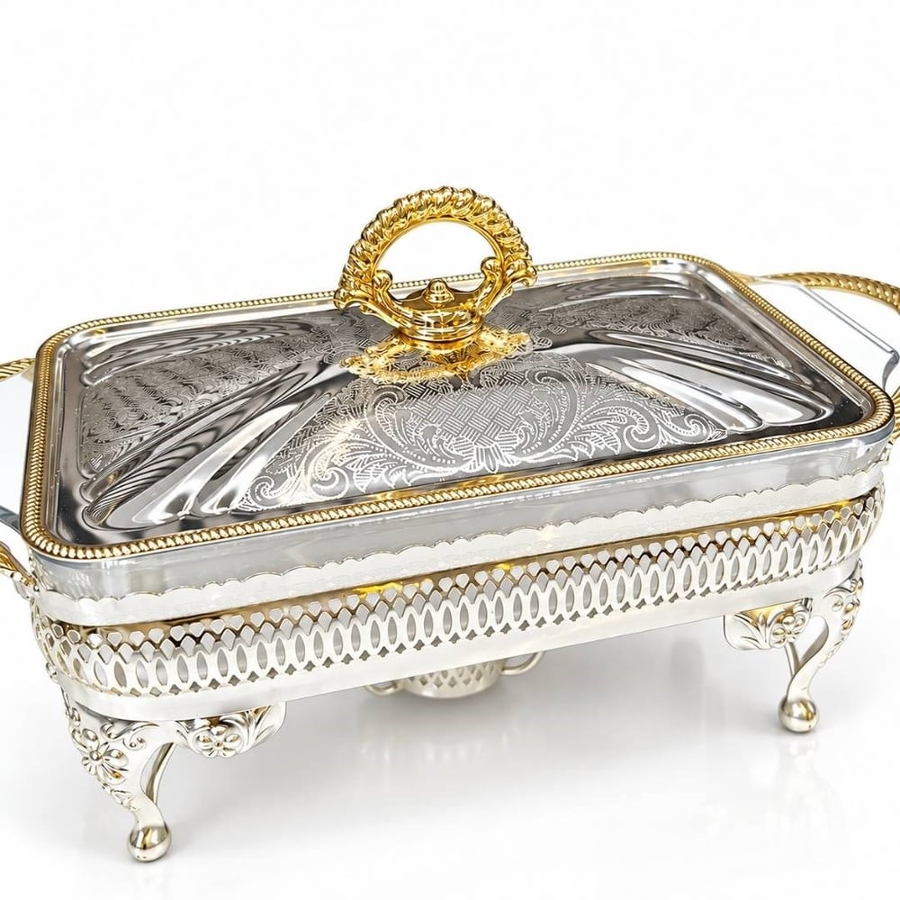 Winterbach Calista Isıtıcılı Dikdörtgen Küçük Sunumluk Silver Gold 