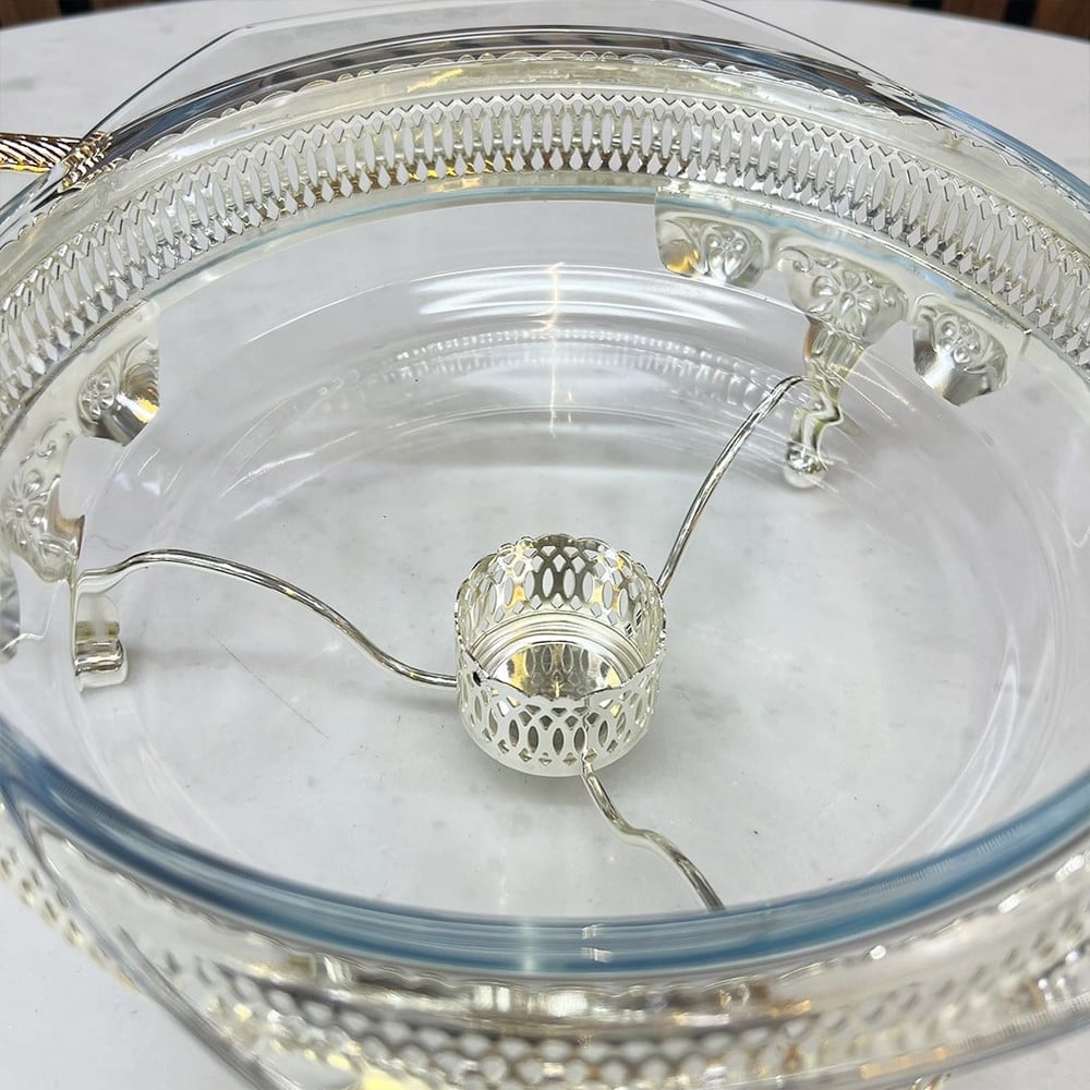 Winterbach Calista Heated Round Serving Tray Silver Gold