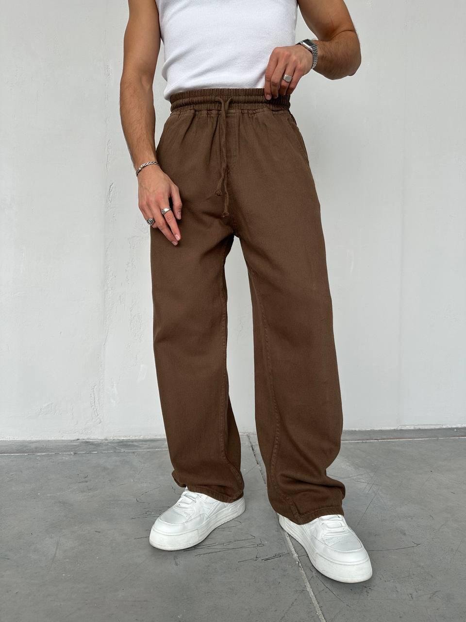 Gabardin Baggy Pantolon Kahve