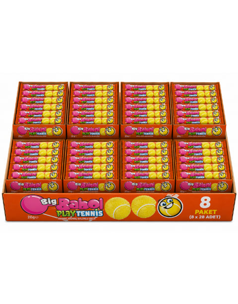 Big Babol Play Tennis Ananas Aromalı Balonlu Sakız ( 20 GR * 28 ) * 8 Adet