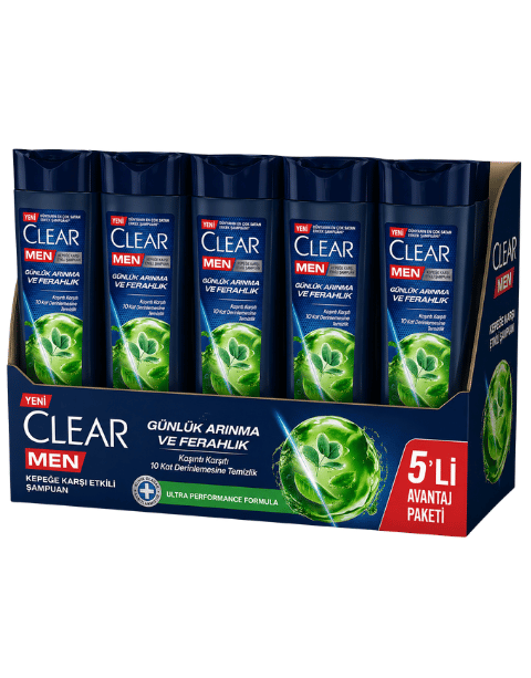 Clear Men Kepeğe Karşı Etkili Şampuan Günlük Arınma Ve Ferahlık 350 ML X 5 Adet