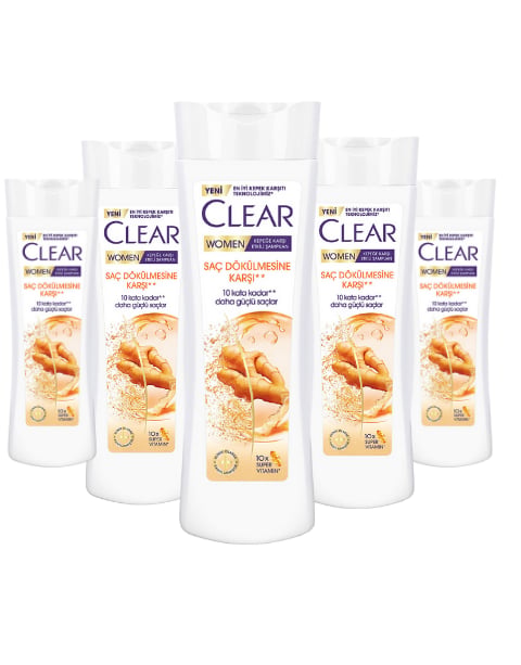 Clear Women Kepeğe Karşı Etkili Şampuan Saç Dökülmesine Karşı 350 ML * 5 Adet