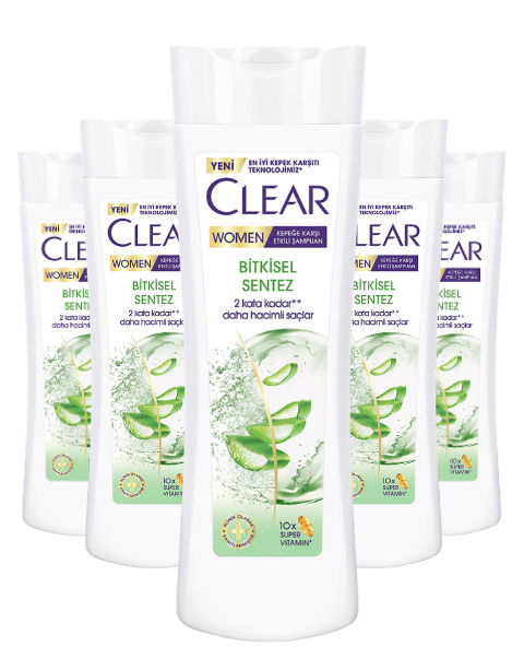 Clear Women Kepeğe Karşı Etkili Şampuan Bitkisel Sentez 350 ML X 5 Adet