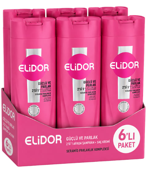 Elidor Güçlü Ve Parlak 2'Si 1 Arada Şampuan Ve Bakım Kremi 400 ML X 6 Adet
