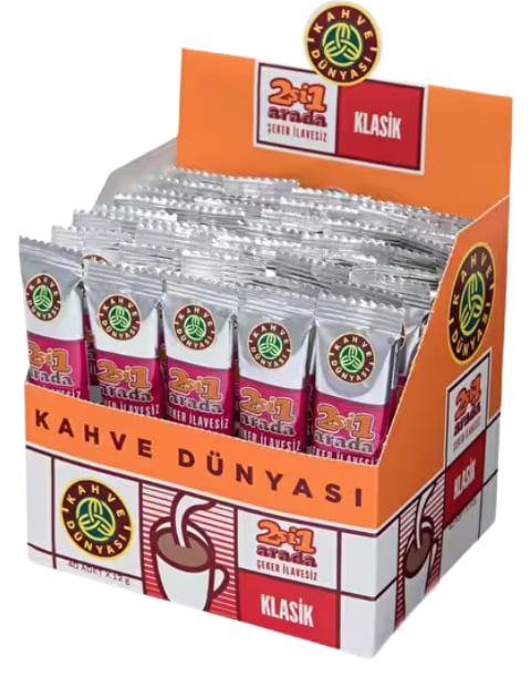 Kahve Dünyası 2 Si 1 Arada Klasik Şeker İlavesiz 12 GR * 40 Adet