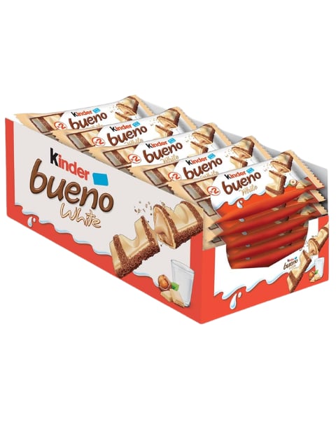 Kinder Bueno White Süt Kreması Dolgulu Kakao Parçacıklı Beyaz Çikolata Kaplı Gofret 39 GR X 30 Adet
