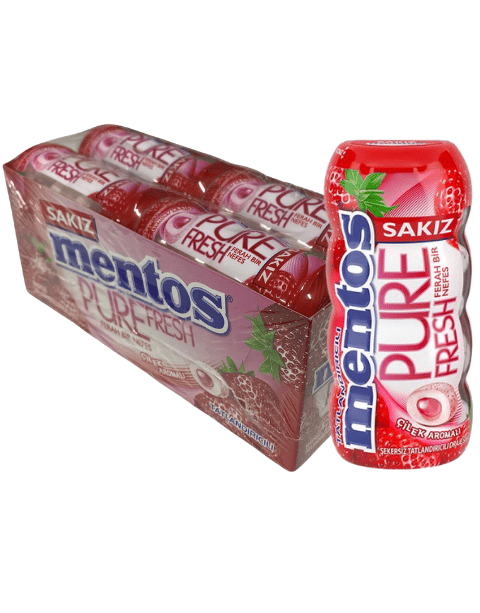 Mentos Pure Fresh Çilek Aromalı Şekersiz Tatlandırıcılı Draje Sakız 30 GR X 12 Adet
