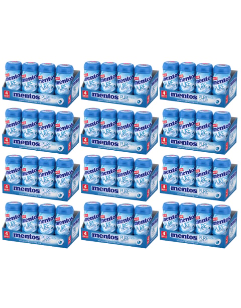 Mentos Pure Fresh Nane Aromalı Şekersiz Tatlandırıcılı Draje Sakız 60 GR X 4 Adet X 4 Adet