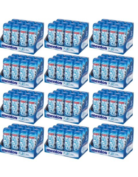 Mentos Pure Fresh Nane Aromalı Şekersiz Tatlandırıcılı Draje Sakız 30 GR X 12 Adet X 12 Adet