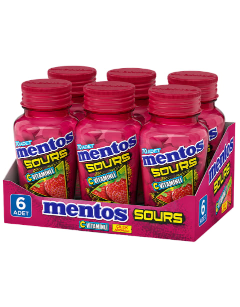 Mentos Sours Çilek Aromalı C Vitaminli Tablet Şekerleme 49 g x 6