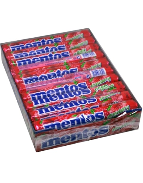 Mentos Stick Çilek Aromalı Çiğnenen Draje Şekerleme 37,5 GR * 20 Adet