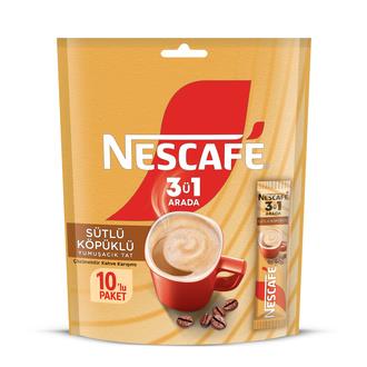 Nescafé 3'ü 1 Arada Sütlü Köpüklü Paket 10 x 17.4 G