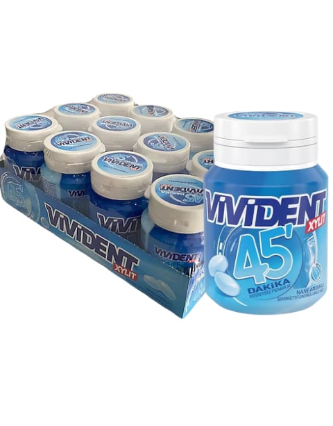 Vivident Xylıt 45 Dakika Nane Aromalı Şekersiz Tatlandırıcılı Draje Sakız 67 GR X 12 Adet