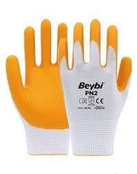 BEYBİ PN 2 POLYESTER ASTARLI NİTRİL ELDİVEN BEYAZ / SARI