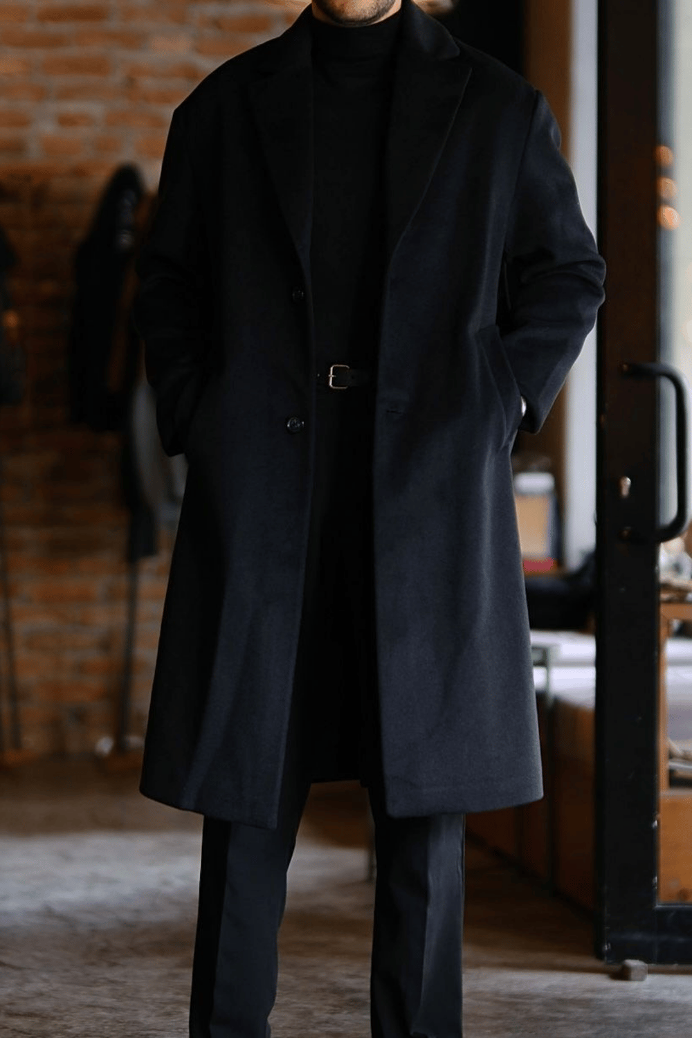 Vellano Kaşmir &Yün Karışımlı Oversize Old Money Kaban Siyah VV