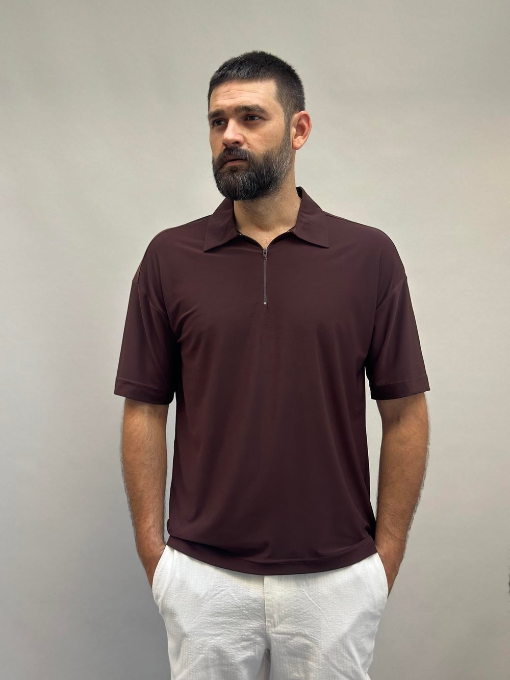 Fermuarlı Polo Yaka T-shirt