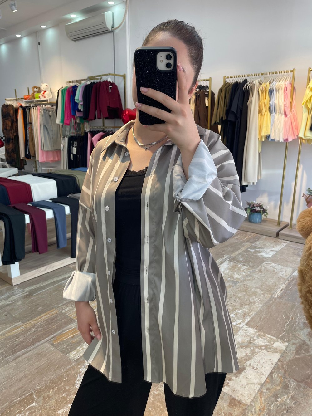 Çizgili Oversize Gömlek