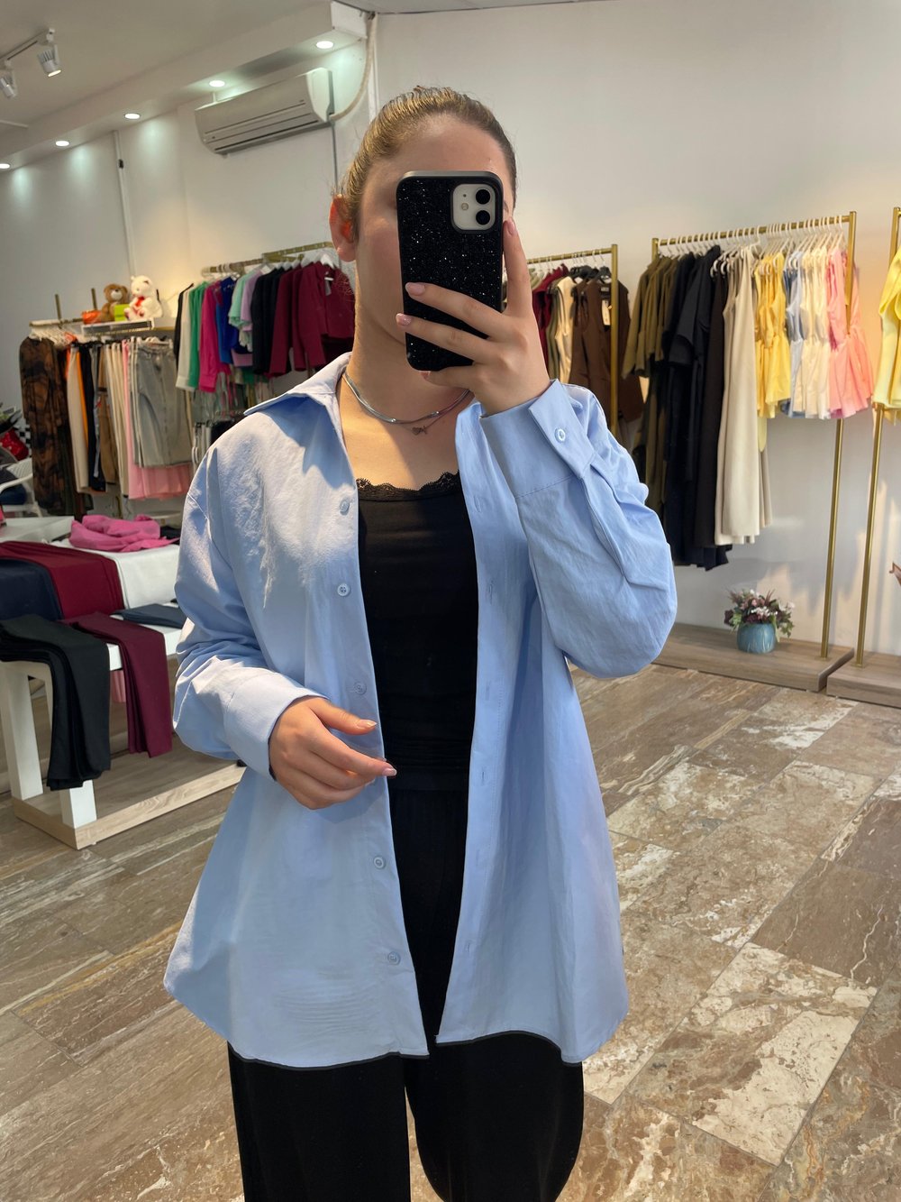 Oversize Gömlek Mavi