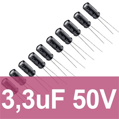 3.3uF 50V Elektrolitik Kondansatör (10 Adet)