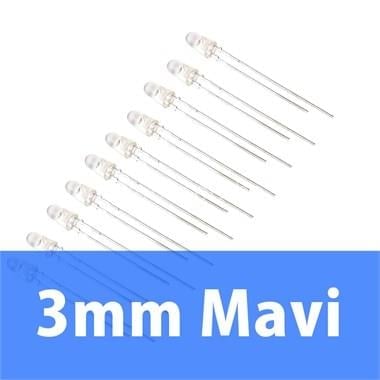 3mm Şeffaf Mavi Diyot LED (10 Adet)