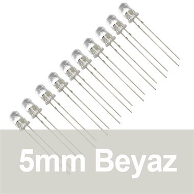 5mm Şeffaf Beyaz Diyot LED (10 Adet)