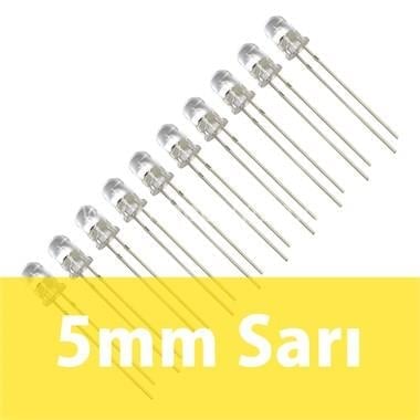 5mm Şeffaf Sarı Diyot LED (10 Adet)