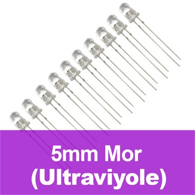 5mm Şeffaf Ultraviyole LED (10 Adet) UV