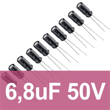 6.8uF 50V Elektrolitik Kondansatör (10 Adet)