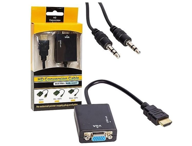 HDMI Erkek to VGA Erkek + Ses Dönüştürücü 