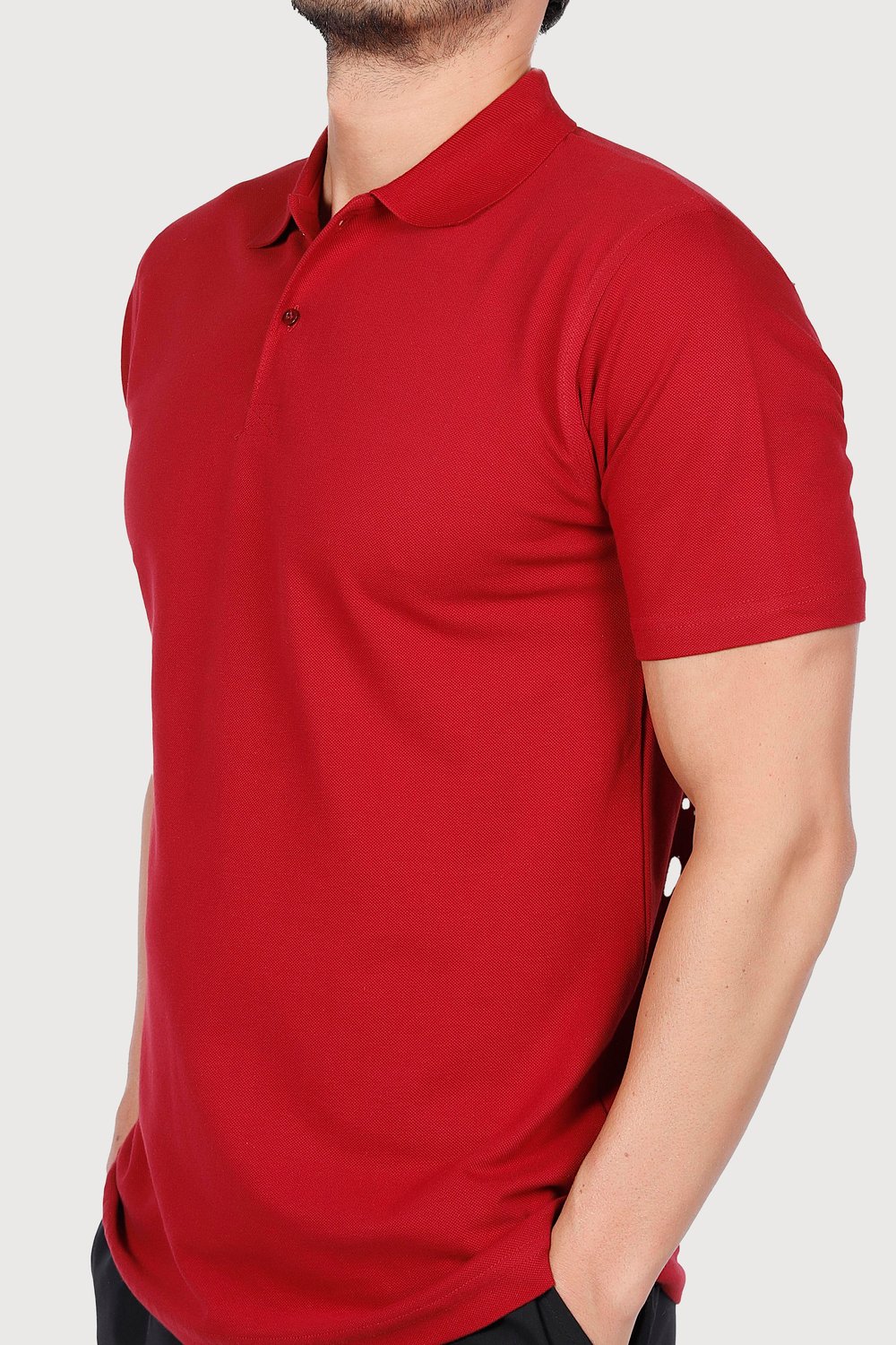 Bordo Polo Yaka Penye Tişört