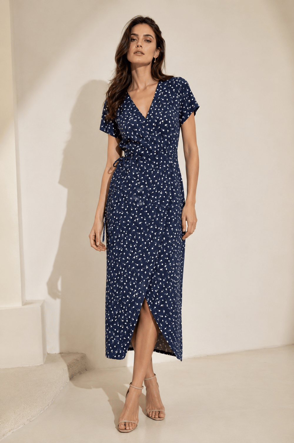 KOYU LACİVERT RAYON KRUVAZE ELBİSE