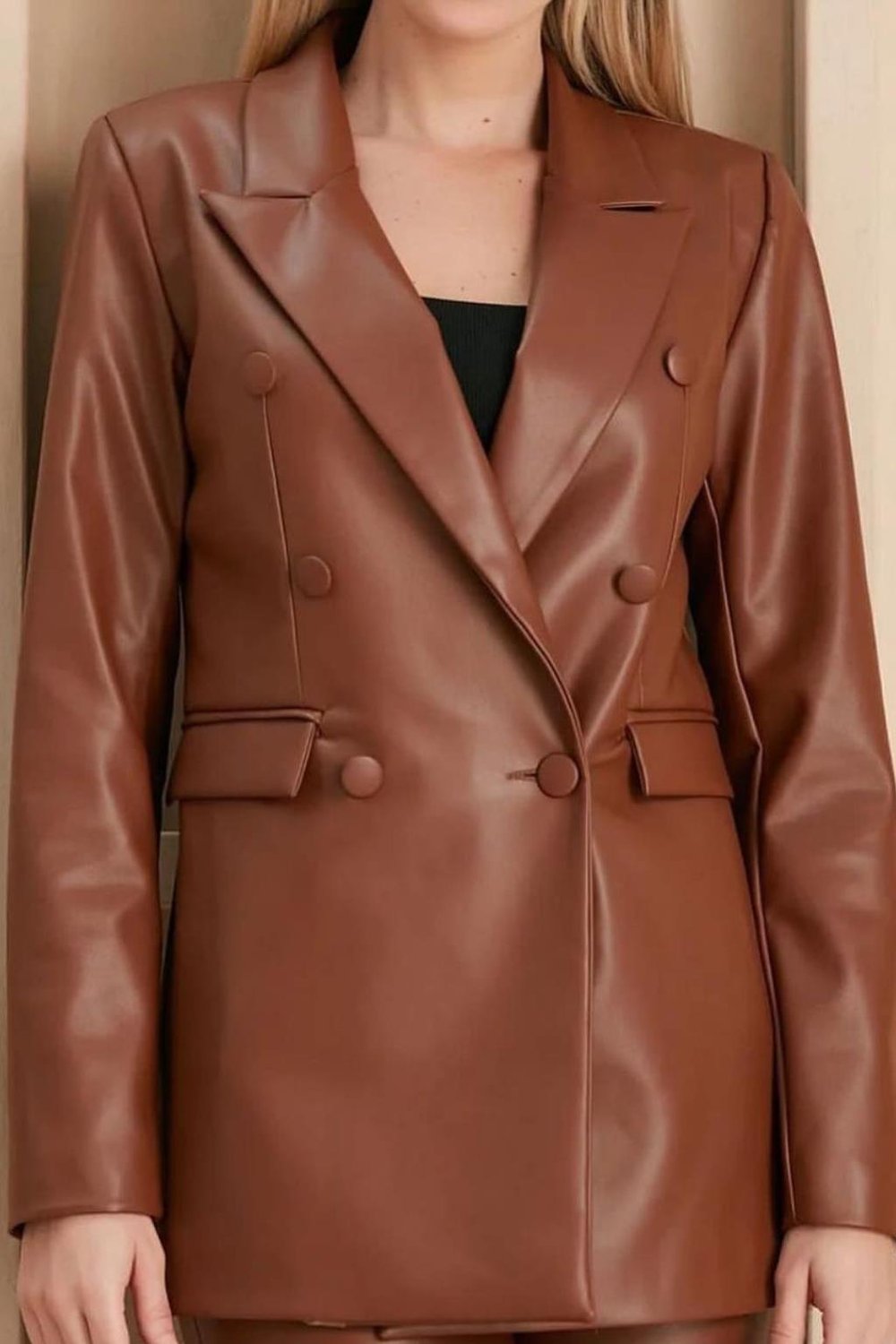 TABA SUNİ DERİ BLAZER CEKET
