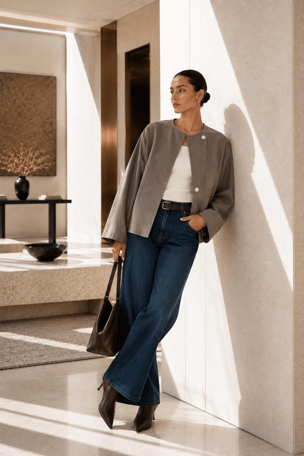 VİZON OVERSIZE KAŞE KISA CEKET
