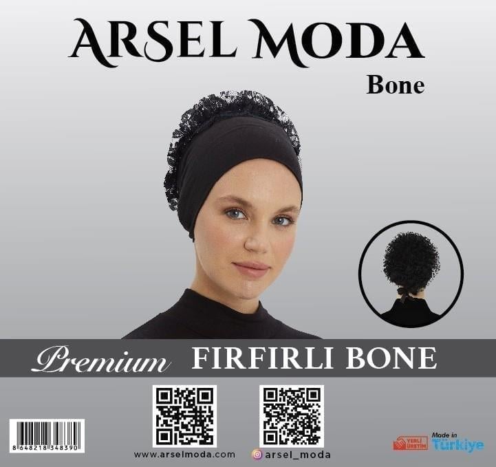 Dikişli Fırfırlı Penye Bone Siyah