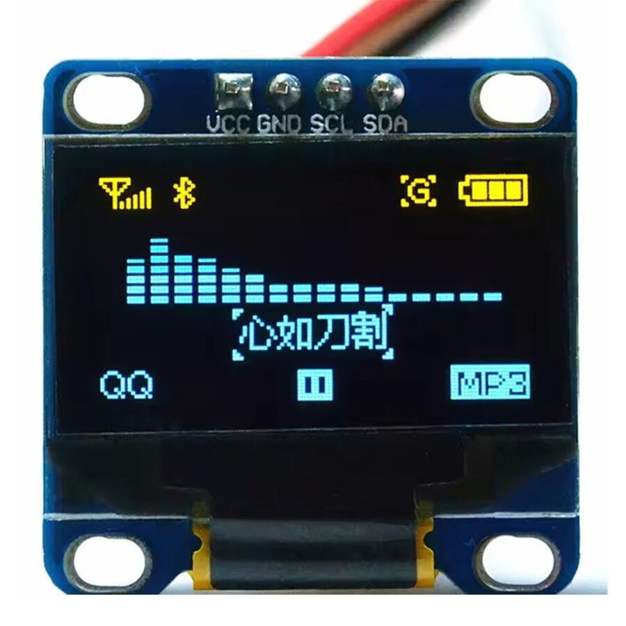 0.96 inç 128x64 OLED Ekran, SSD1306, I2C Seri Haberleşme, 4 Pin, Sarı-Mavi