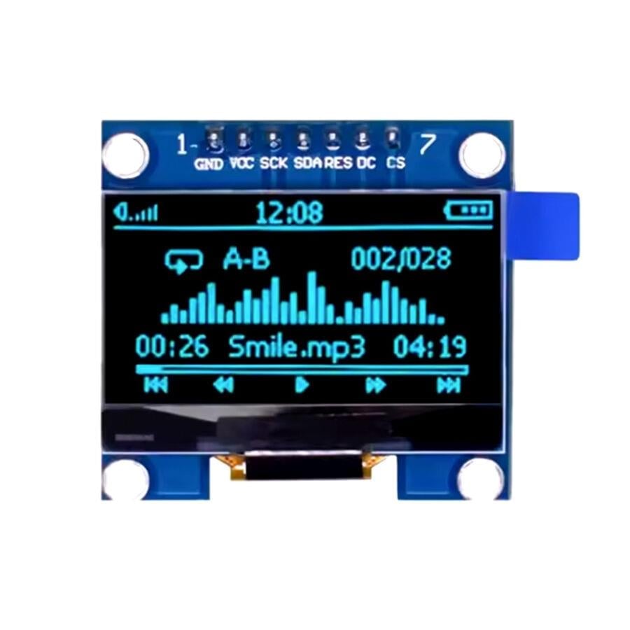 1.3 inç 128x64 OLED Ekran, SSD1306 / SH1106, I2C Seri Haberleşme, 7 Pin, Mavi