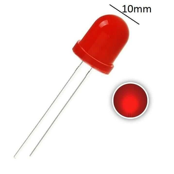 10 x 4.6 x 10mm, Kırmızı, LED, Difüz, Radial, 2V, 35mcd, Bright Led