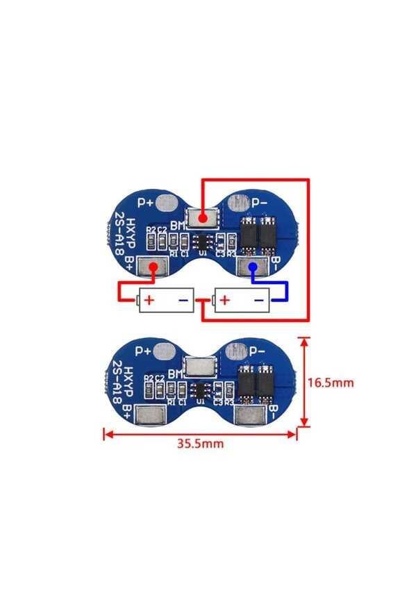 2S 4A 7.4V 18650 BMS Lityum Pil Akü Koruma Kartı
