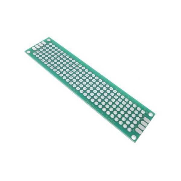 2x8cm Çift Yüzlü Delikli Bakırlı Plaket (FR4 Cam Elyaf, Yeşil)