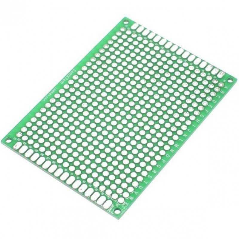 5x7cm Çift Yüzlü Delikli Bakırlı Plaket (FR4 Cam Elyaf, Yeşil)