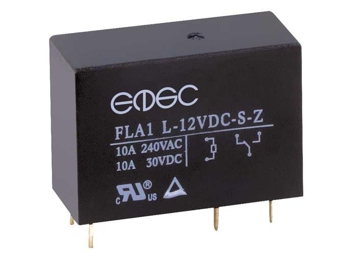 FLA1 L-S-Z-12V, 12V DC, Tek kutuplu, çift yönlü (SPDT), 10A 250V AC, Genel Amaçlı Röle, PCB Montaj, Flourishing