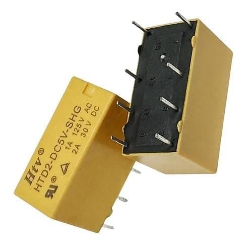 HTD2-DC5V, 5V DC, Çift kutuplu, çift yönlü (DPDT), 2A 250V AC, Telekom Rölesi, PCB Montaj, HTV