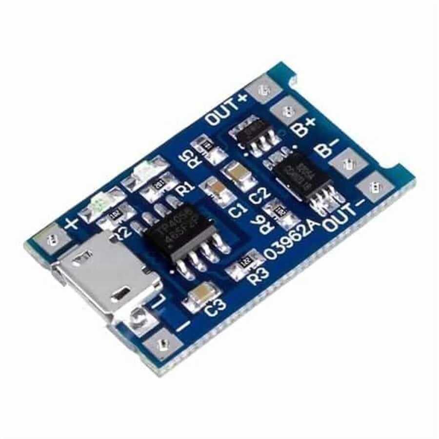 TP4056 Micro USB 5V 1A 3.7V Li-ion / LiPo 18650 Pil Şarj Modülü (Korumalı)