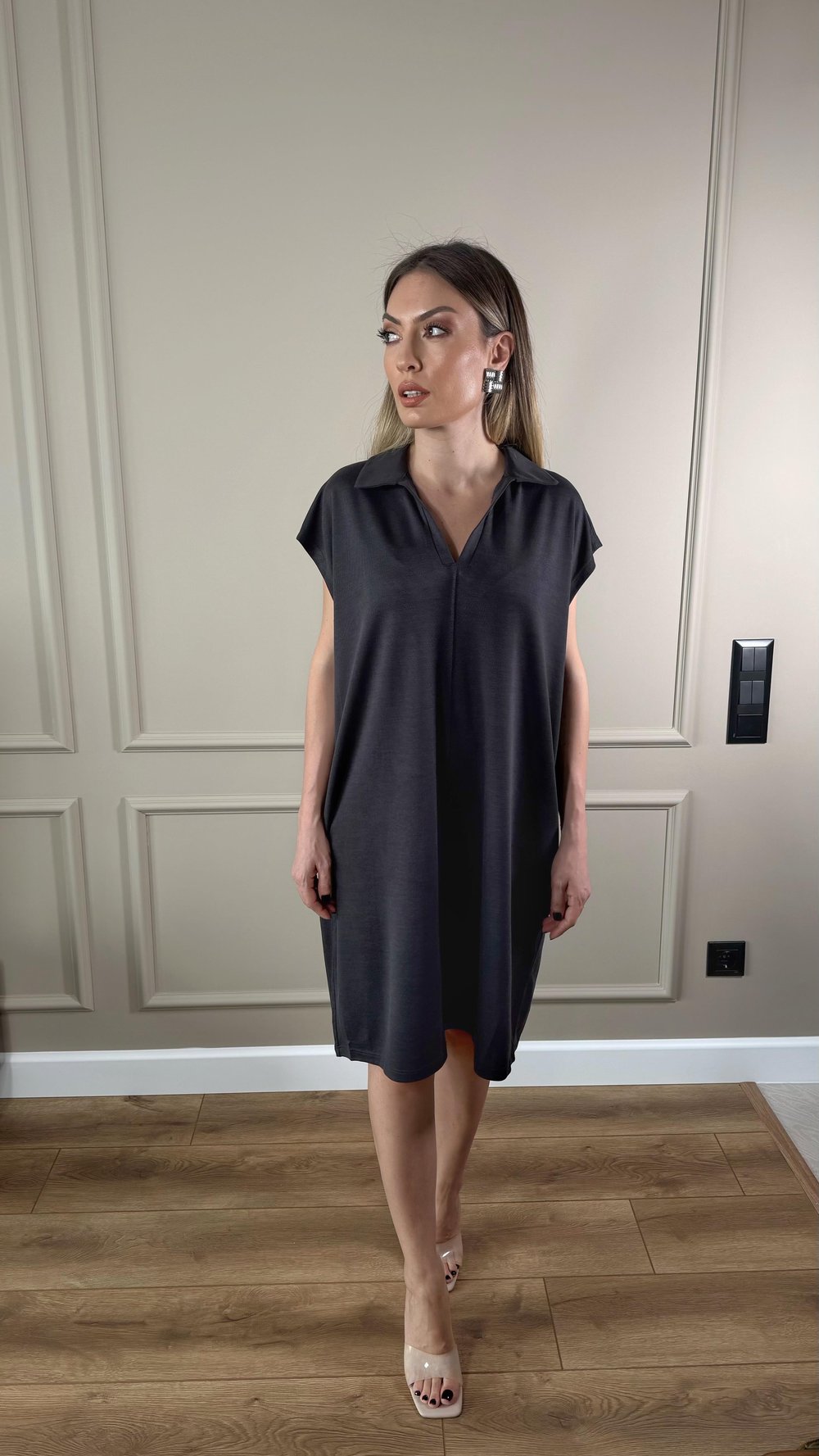FÜME OVERSIZE ELBİSE